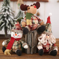Bouton en tissu à carreaux écologique en gros ornement de Noël nouvelle poupée gros bonhomme de neige renne pour les décorations de maison festives événements