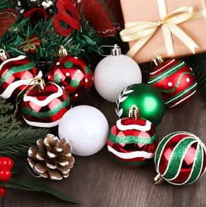 ชุดลูกบอลคริสต์มาส ของตกแต่งคริสต์มาส จี้ต้นคริสต์มาส 6 ซม. ขายส่งลูกบอลงานฝีมือไฟฟ้า