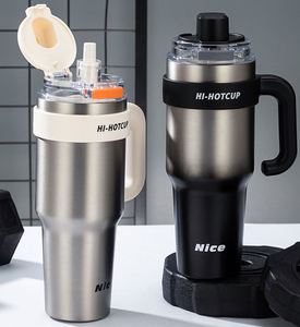 Dd4549 40Oz Handle Double Wall Tumbler <b>With</b> Straw and <b>Lid</b> Vacuum Metal Cup <b>Travel</b> Coffee <b>Mug</b> - Product Image 1