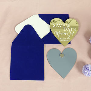 Aimant de réfrigérateur personnalisé Save the Date Card avec calendrier Lieu Photo Impression Tampon à chaud Feuille d'or Enveloppe de police - Product Image 5