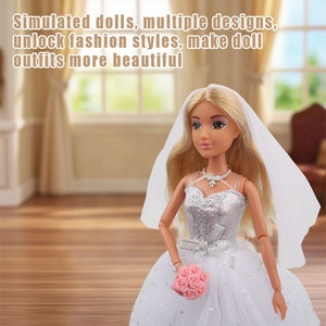 Poupée de mariée blanche avec long voile, robe de soirée princesse en dentelle blanche pour poupée de 11,5 pouces - Product Image 5