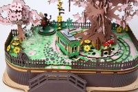 Jouet éducatif de dessin animé, arbre de cerisier en fleurs, train électrique, puzzle en bois 3D, bricolage. Meilleur cadeau pour les enfants de 5 à 7 ans et les adultes
