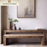 Console rétro longue en bois massif à 2 niveaux, étagère de rangement d'entrée personnalisable