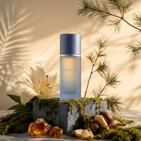 Flacon de lotion en verre mat bleu dégradé rechargeable de 30 ml, flacon cosmétique vide, étiquette personnalisée, emballage pour huile essentielle et soins de la peau