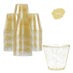 Pleine couleur 9oz 10oz 12oz 14oz 16oz PS en plastique crème glacée boissons froides vin jetable brillant paillettes tasses pour fête anniversaire - Product Image 1