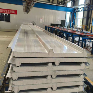 Cina fabbrica ondulato 50mm schiuma poliuretanica resistente al fuoco in acciaio isolamento esterno tetto pannello Sandwich magazzino cella frigorifera - Product Image 1