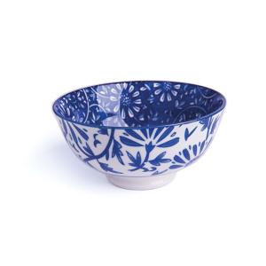 Set di 6 Ciotole in Porcellana Excelsa con Design Floreale Blu Orientato, Servizio da Tavola - Product Image 1