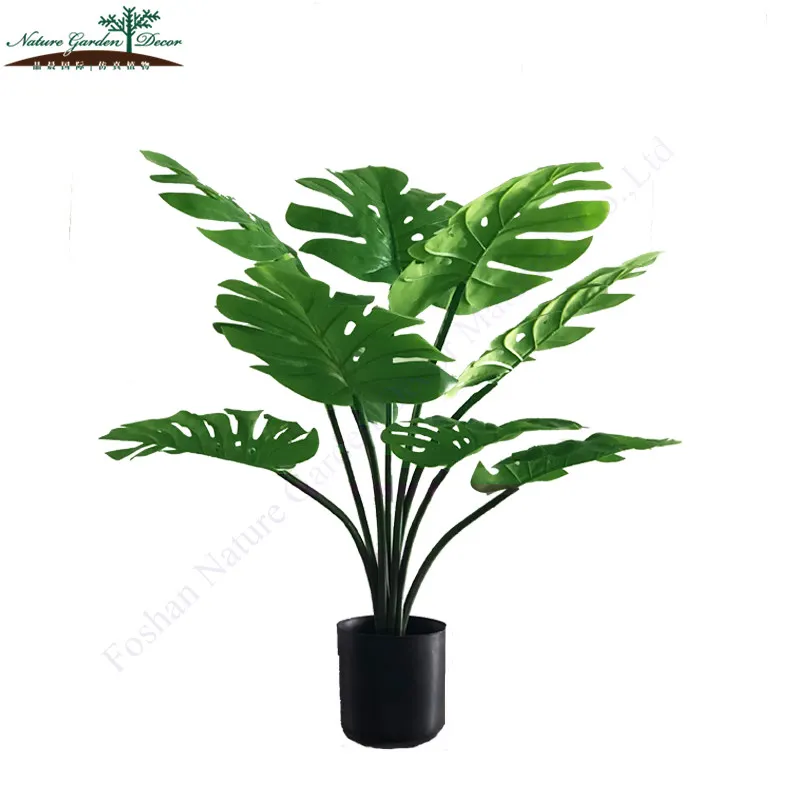 Tropical Plants Artificial Mini Tropical Jungle Turtle Leaf Bonsai Monstera Deliciosa Plants Artificial