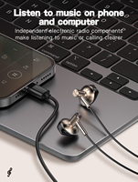 Écouteurs intra-auriculaires de gaming LDNIO HP09C dorés USB-C avec microphone à réduction de bruit et 10 000 tests sonores pour téléphones et ordinateurs