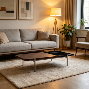 Mesa de <span class=keywords><strong>Centro</strong></span> de Madera de Nogal de Estilo Nórdico Minimalista Moderno para Sala de Estar, Mueble con Superficie de Doble Material - Product Image 1