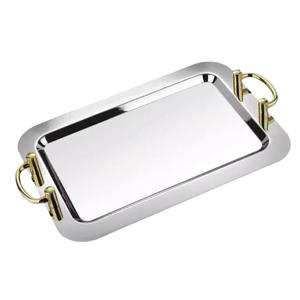 Disposable Eco-Friendly Wedding Stainless Steel <b>Dinner</b> Service <b>Tray</b> Food Plate Set for Catering - Product Image 2