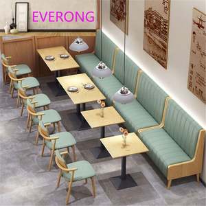 Chaises et tables modulaires pour petit restaurant, tables et chaises de restauration rapide, longues chaises de banquette de café à vendre - Product Image 3