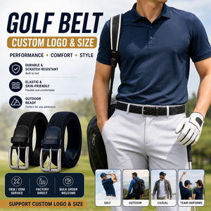 Ceinture tressée extensible avec boucle en alliage pour homme, ceinture <span class=keywords><strong>de</strong></span> <span class=keywords><strong>golf</strong></span> sportive tissée élastique, largeur 3,5 cm, option logo personnalisé, boîte cadeau, fabricant - Product Image 1