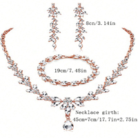 Parure de bijoux de luxe vintage pour mariage et fiançailles, collier et bracelet en alliage avec pendentif zircon en forme de goutte pour fêtes et anniversaires