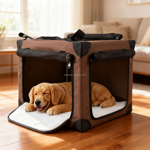 Caisse de voyage pour animaux de compagnie avec cadre en acier tissu lavable intérieur extérieur pliable doux facile à plier transporter confortable chien maison - Product Image 2