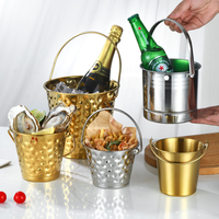 Seau à glace en acier inoxydable avec poignée 0,7L 1L 1,5L 2L 2,5L 3L pour bar, restaurant, buffet, hôtel