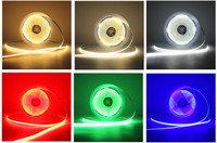Bande lumineuse LED COB ultra-mince 3 mm 4 mm 5 mm, 5 V 12 V 24 V CC, 480 LED, couleur pleine, idéale pour l'éclairage de chambre à coucher