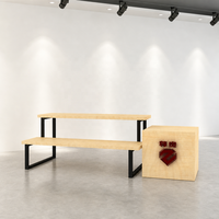 Table de présentation en bois à deux niveaux, noire, avec pieds en U, présentoir de vêtements pliable pour îlot commercial, socle pour logo, vente en gros