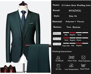 <span class=keywords><strong>Costume</strong></span> trois pièces slim pour <span class=keywords><strong>homme</strong></span>, style business décontracté, avec pantalon, <span class=keywords><strong>gilet</strong></span> et veste / Ensemble de mariage pour <span class=keywords><strong>homme</strong></span> - Product Image 2