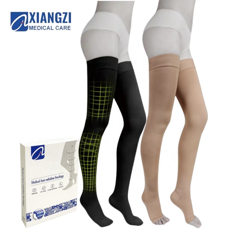 Haut de cuisse bas de compression de qualité médicale medias compresivas 20 30mmhg pour hommes femme bas variqueux avec bout ouvert