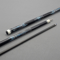 Queue de billard 1/2 en fibre de carbone intégrale, joint 3/8*8, embout imprimé bleu, fût en carbone à faible déflexion pour les tournois professionnels
