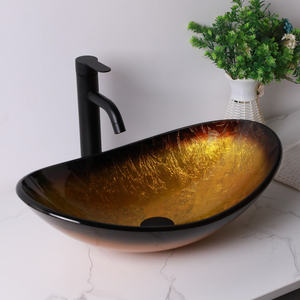 Robinet <span class=keywords><strong>de</strong></span> salle <span class=keywords><strong>de</strong></span> bain en forme <span class=keywords><strong>de</strong></span> <span class=keywords><strong>bateau</strong></span> en verre artistique évier sans huile en bronze frotté et ensemble <span class=keywords><strong>de</strong></span> <span class=keywords><strong>vidange</strong></span> pop-up, évier en verre doré - Product Image 6