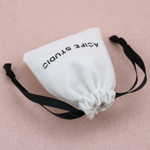 Custom <b>White</b> <b>Small</b> Drawstring Velvet <b>Bag</b> with logo Printed ,velvet Pouch for Jewelry Packaging Fashion Jewelry Collect - Product Image 5