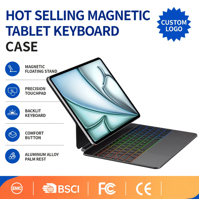 Ultra Slim Magic Keyboard Case for 12.9-inch iPad Pro 6/5/4/3rd Gen & 13-inch iPad Air (2025 M3, 2024 M2) 7 Colors Backlight