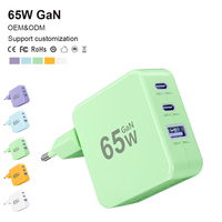 Chargeur rapide 65W GaN PD 3.0 USB C pour ordinateur portable, adaptateur secteur QC3.0 à charge rapide pour usage au bureau