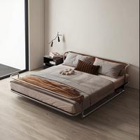 Cadre de Lit Double Moderne en Acier Inoxydable pour Chambre à Coucher, Lits Métalliques