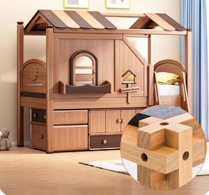 Lits superposés pour enfants <span class=keywords><strong>en</strong></span> bois massif <span class=keywords><strong>Lit</strong></span> cabane dans les arbres <span class=keywords><strong>avec</strong></span> table pour la chambre à coucher ou le parc - Product Image 2