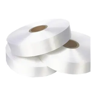 Factory Wholesale 100% Polyester white Color Satin Ribbon tape roll