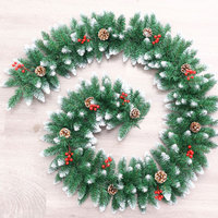 Guirlande de Noël artificielle en PVC écologique de 2,7 m, en forme d'aiguilles de pin, pour décoration intérieure, fleurs et plantes