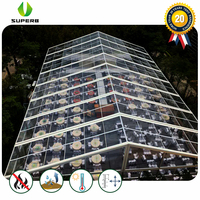 Superbe Grande Tente Chapiteau Rectangulaire en PVC Transparent Imperméable avec Poteaux Droits pour Fêtes de Régularisation et Événements Extérieurs
