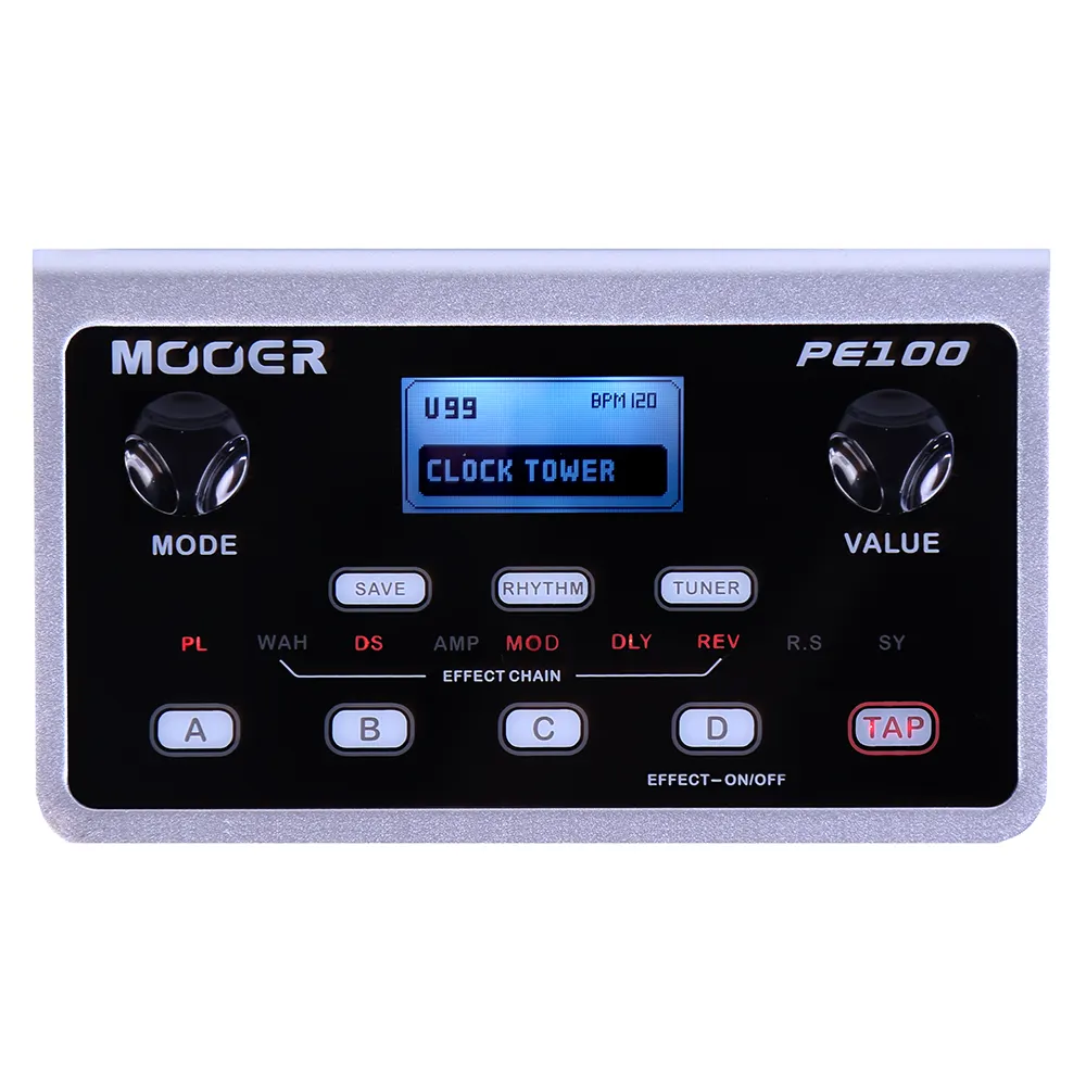 MOOER PE100 Multi-Effekt-Prozessor Gitarren effekt pedal 39 Typen Effekte Gitarren pedal 40 Trommel muster 10 Metronom Tap Tempo
