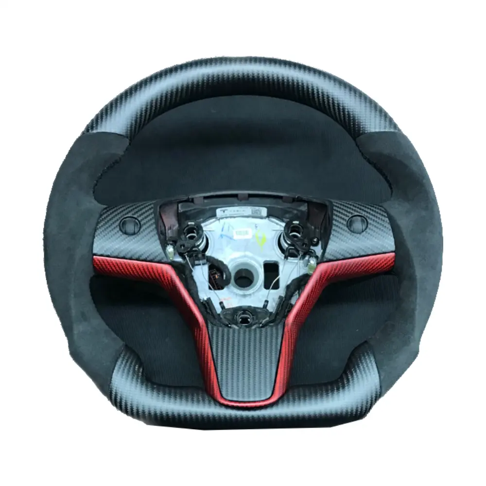 BISTE Parts Carbon Fiber Modified Steering Wheel for Tesla Model 3/Y Sports Style Steering Wheel
