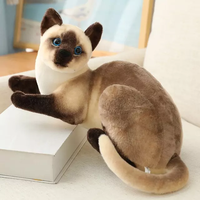 Jouet en peluche chat siamois réaliste, simulation de chat mignon, poupée de chat, jouets pour animaux de compagnie, décoration de la maison, cadeau