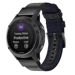 Pour <span class=keywords><strong>Garmin</strong></span> <span class=keywords><strong>Fenix</strong></span> 7 6 <span class=keywords><strong>5</strong></span> <span class=keywords><strong>Bracelet</strong></span> de remplacement de <span class=keywords><strong>bracelet</strong></span> de montre intelligent en cuir véritable + toile <span class=keywords><strong>22mm</strong></span> <span class=keywords><strong>bracelet</strong></span> de montre en Nylon à ajustement rapide - Product Image 1