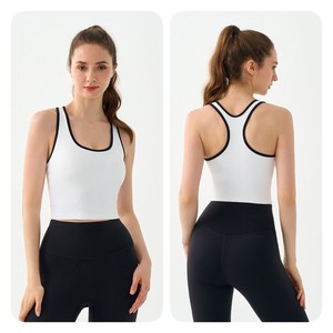 Vente en gros col en <span class=keywords><strong>U</strong></span> personnalisé tricoté haut torsadé à la mode décontracté coupe ajustée anti-transpiration sous les bras chemises pour femmes - Product Image 5