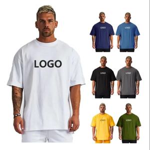 T-shirt en coton 100% imprimé à manches courtes en vrac avec logo personnalisé, poids lourd, taille plus, pour hommes - Product Image 4