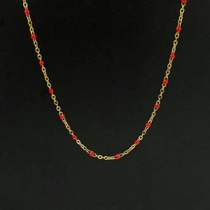 <span class=keywords><strong>Collana</strong></span> Colorata con Perline in Acciaio Inossidabile, Catena Placcata <span class=keywords><strong>Oro</strong></span> 18K, Girocollo per Donna, Gioielli da Festa - Product Image 3