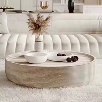 Table basse italienne moderne et minimaliste en bois massif et pierre frittée, convertible pour salle à manger et salon, avec éléments métalliques silencieux