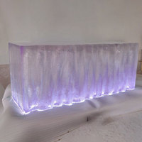Table d'îlot de cuisine moderne en résine R033 avec comptoir en époxy effet verre, design contemporain, mobilier de restaurant durable