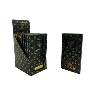 Custom gold foil logo almond milk chocolate bar black gift paper boxes