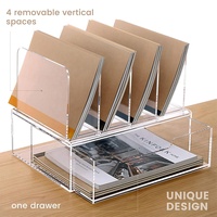 Organizadores de Escritorio, Organizador de Escritorio Acrílico con Cajón, Organización de Suministros de Oficina, Almacenamiento, Organizador de Archivos Acrílico Transparente para Escritorio