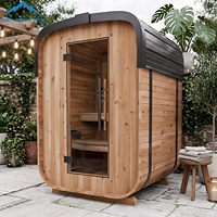 Sauna Luar Ruangan Komersial untuk 2 Orang - Kabin Hemlock yang Dimodifikasi Secara Termal dan Tahan Lama dengan Pintu Kaca untuk Hotel & Spa