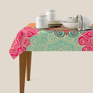 Phong cách mới trang trí mô hình Mandala hình chữ nhật Khăn trải bàn không thấm nước chống vết bẩn 54x72 inch bao gồm cho nhà bếp ăn tối Dã Ngoại - Product Image 3