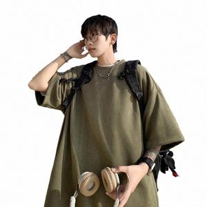 Men's Retro Summer American Style <b>T</b> Shirt Suede Casual Loose Fit Half Sleeved Basic Blank Short Sleeve <b>T</b> Shirts 230g - Product Image 5