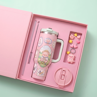 Gobelet isotherme en acier inoxydable de 40 oz avec poignée et paille, tasse de voyage isotherme pour café glacé, coffret cadeau, vente en gros
