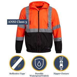 Bán buôn tùy chỉnh làm cho người đàn ông của khả năng <span class=keywords><strong>hi</strong></span>ển thị cao phản quang an toàn Áo Gió Áo khoác <span class=keywords><strong>Hi</strong></span> <span class=keywords><strong>VIS</strong></span> không thấm nước bảo hộ lao động - Product Image 6
